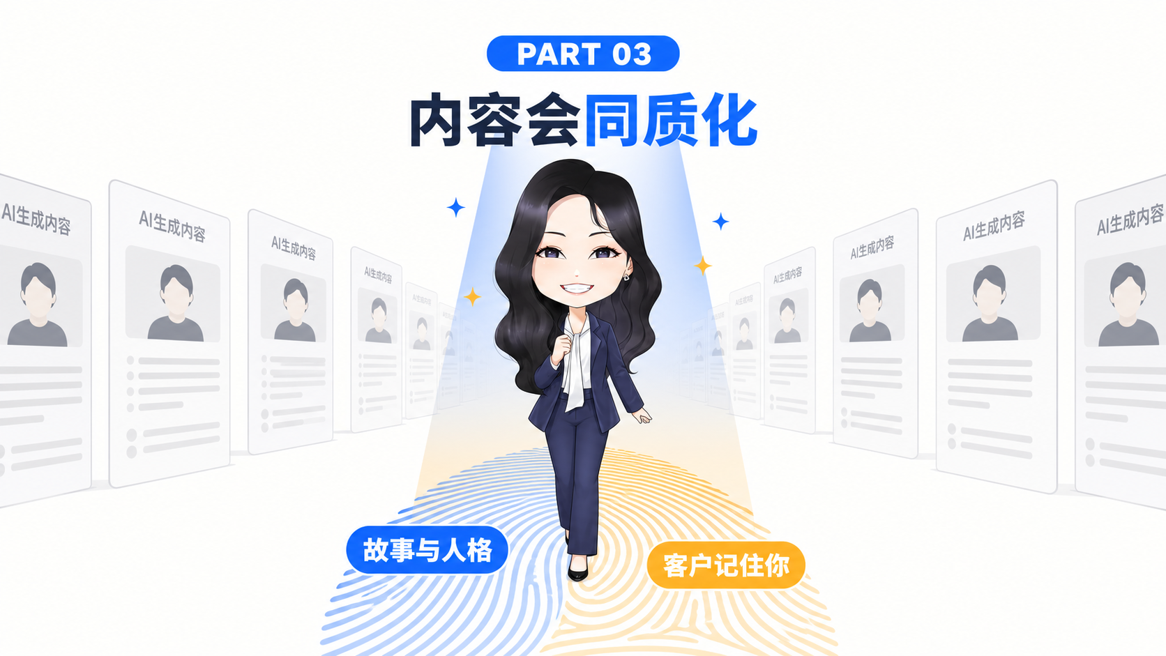 内容会同质化，客户最终记住的是你的故事与人格