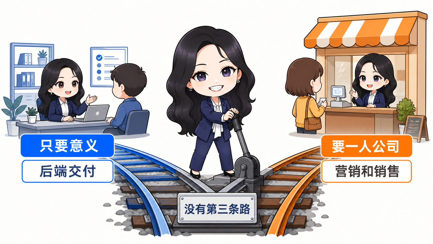副业意义二选一：只要意义就做后端交付，要一人公司就学营销和销售