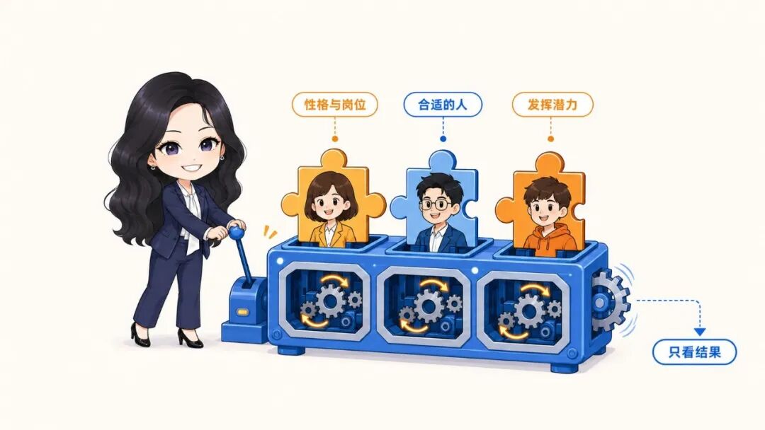 让合适的人进入合适的岗位，发挥潜力，自己只看结果