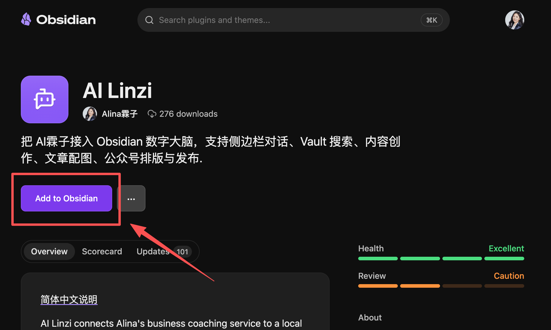 从社区插件页添加 AI霖子