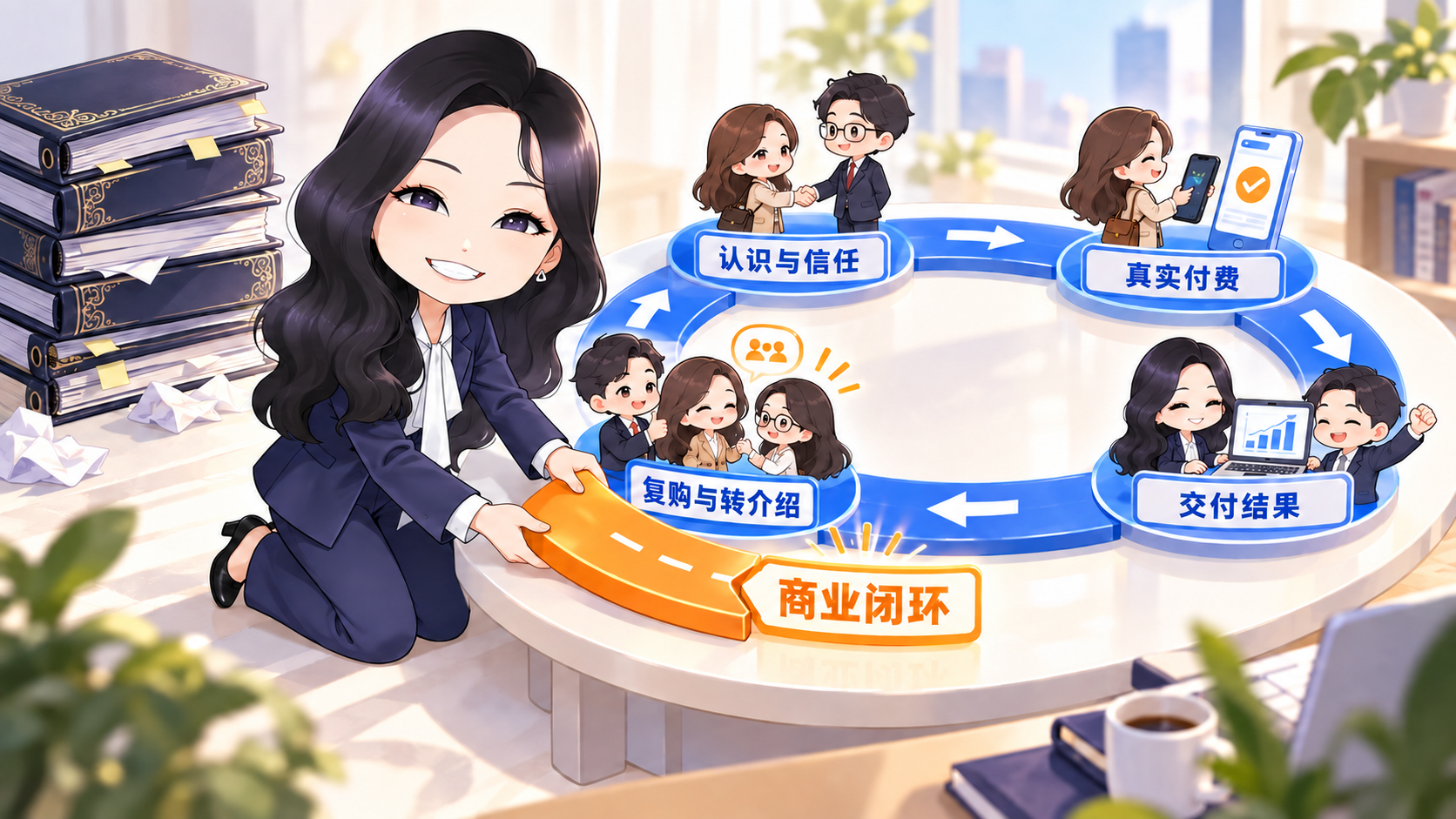 认识与信任、真实付费、交付结果、复购与转介绍